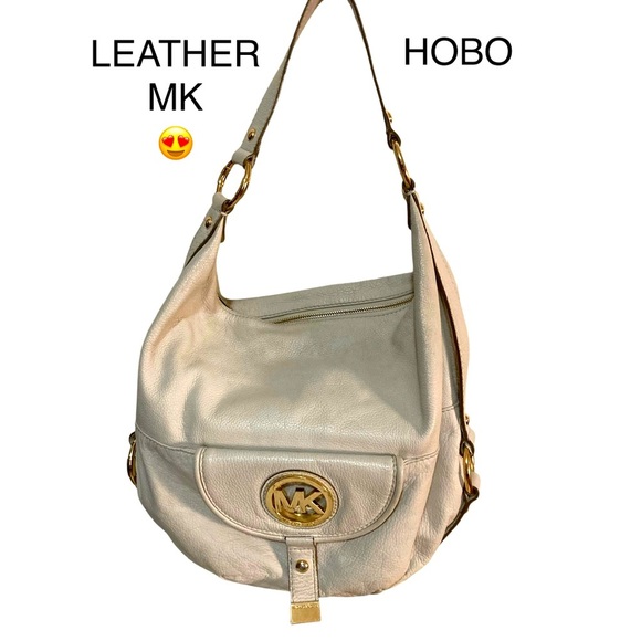 MICHAEL KORS HOBO LEATHER SHOULDERBAG TOTE Satchel MK SIGNATURE - Picture 1 of 12